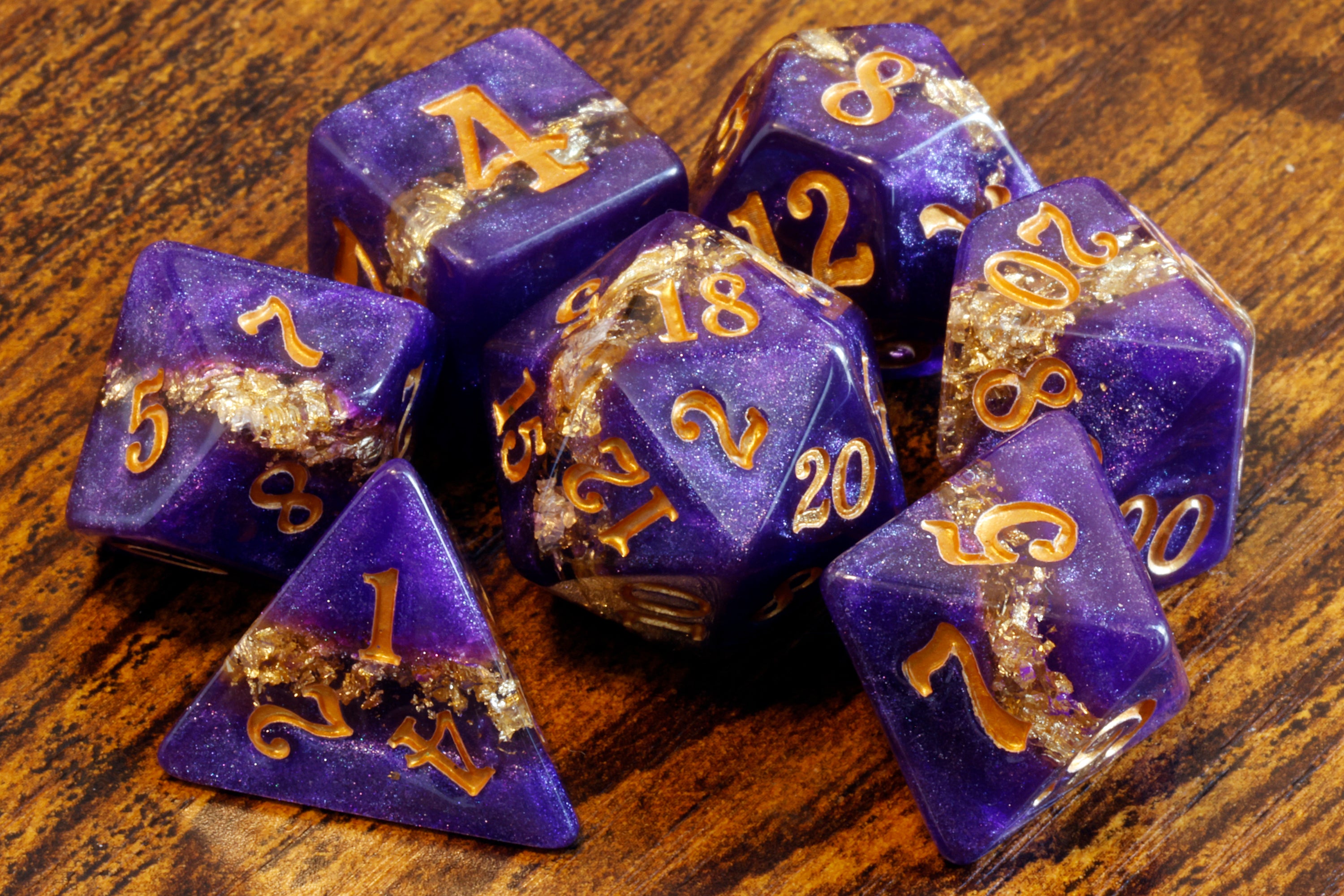 Fairy Dice Box and Gilded Amethyst Dice Set