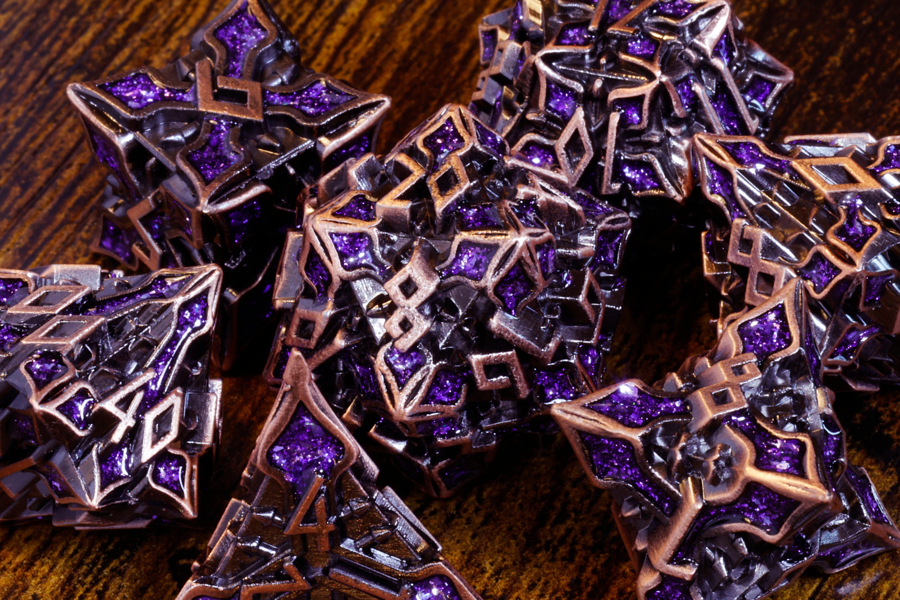 Runecraft dice set - Purple mica - Copper Metal