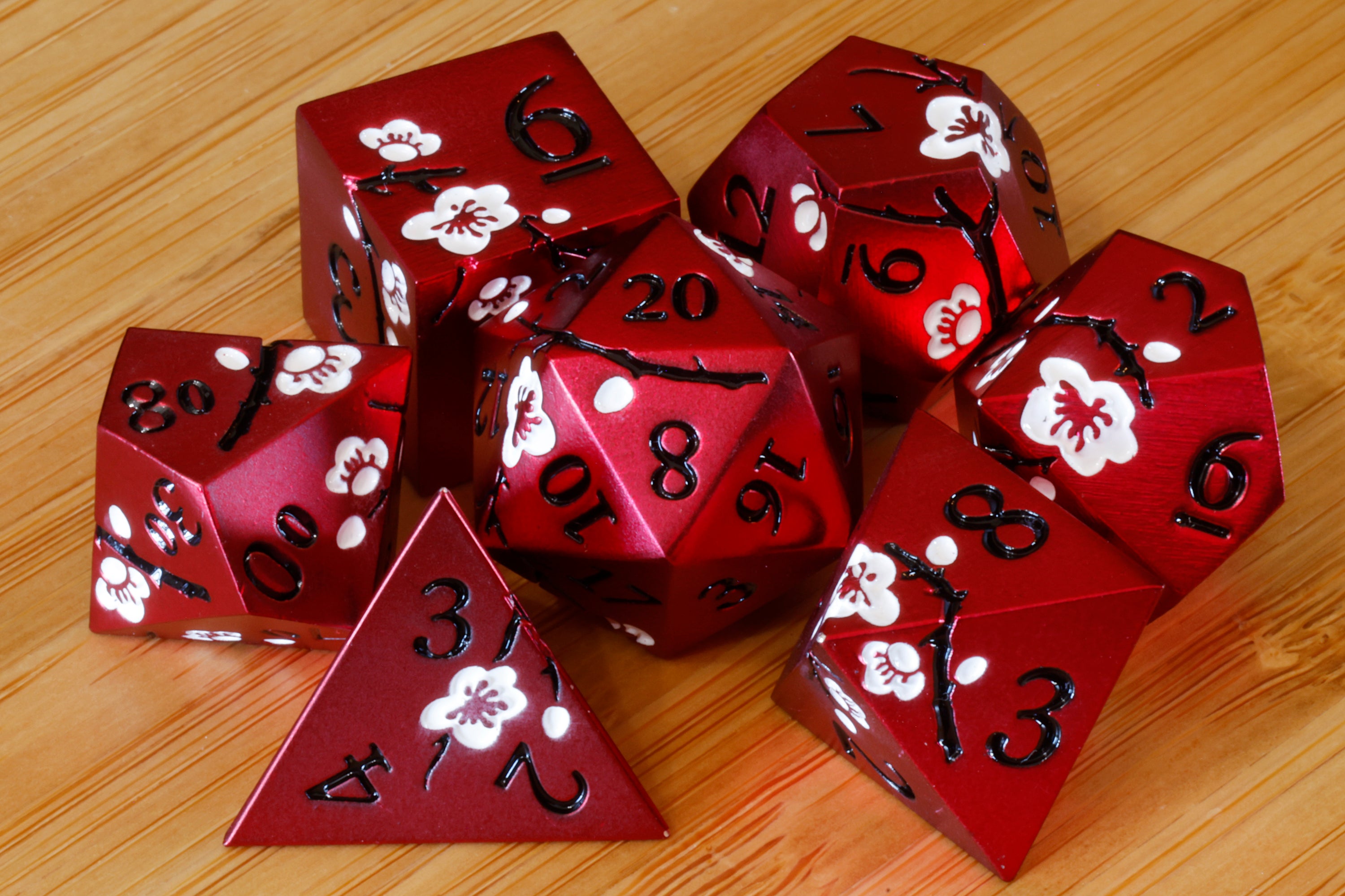 Sakura Bloom Metal Dice set - Red Finish