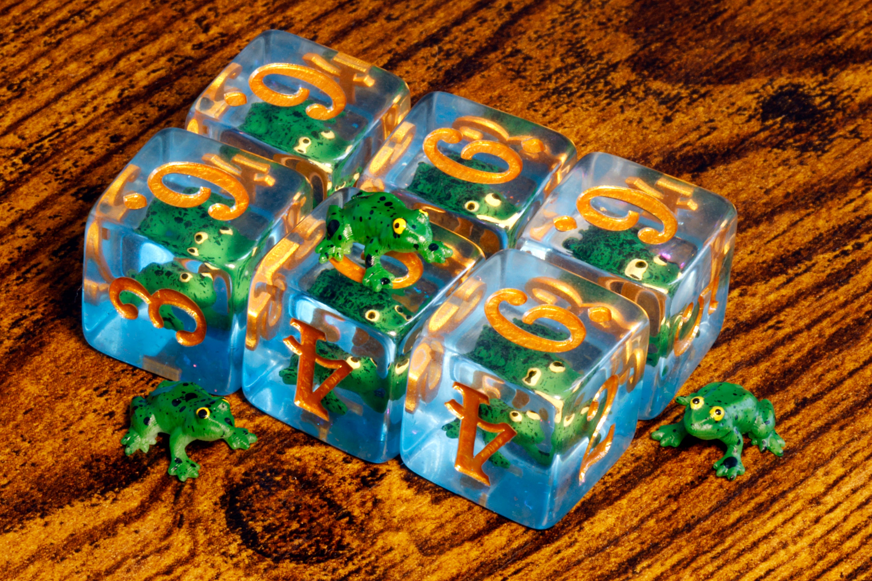 a close up of a number of dices on a table