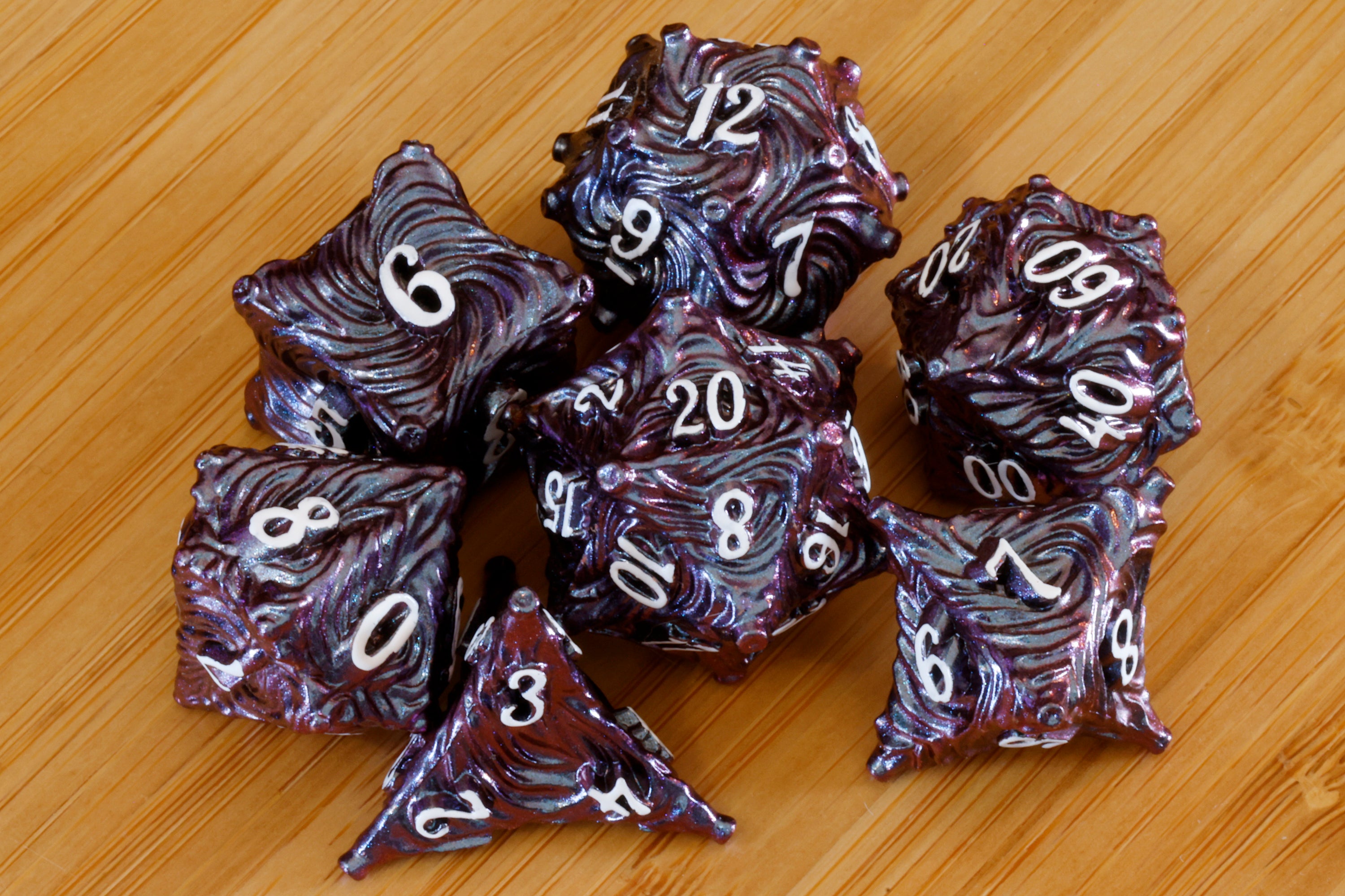 Vortex Dice Set - Purple Red shifting mica - Metal