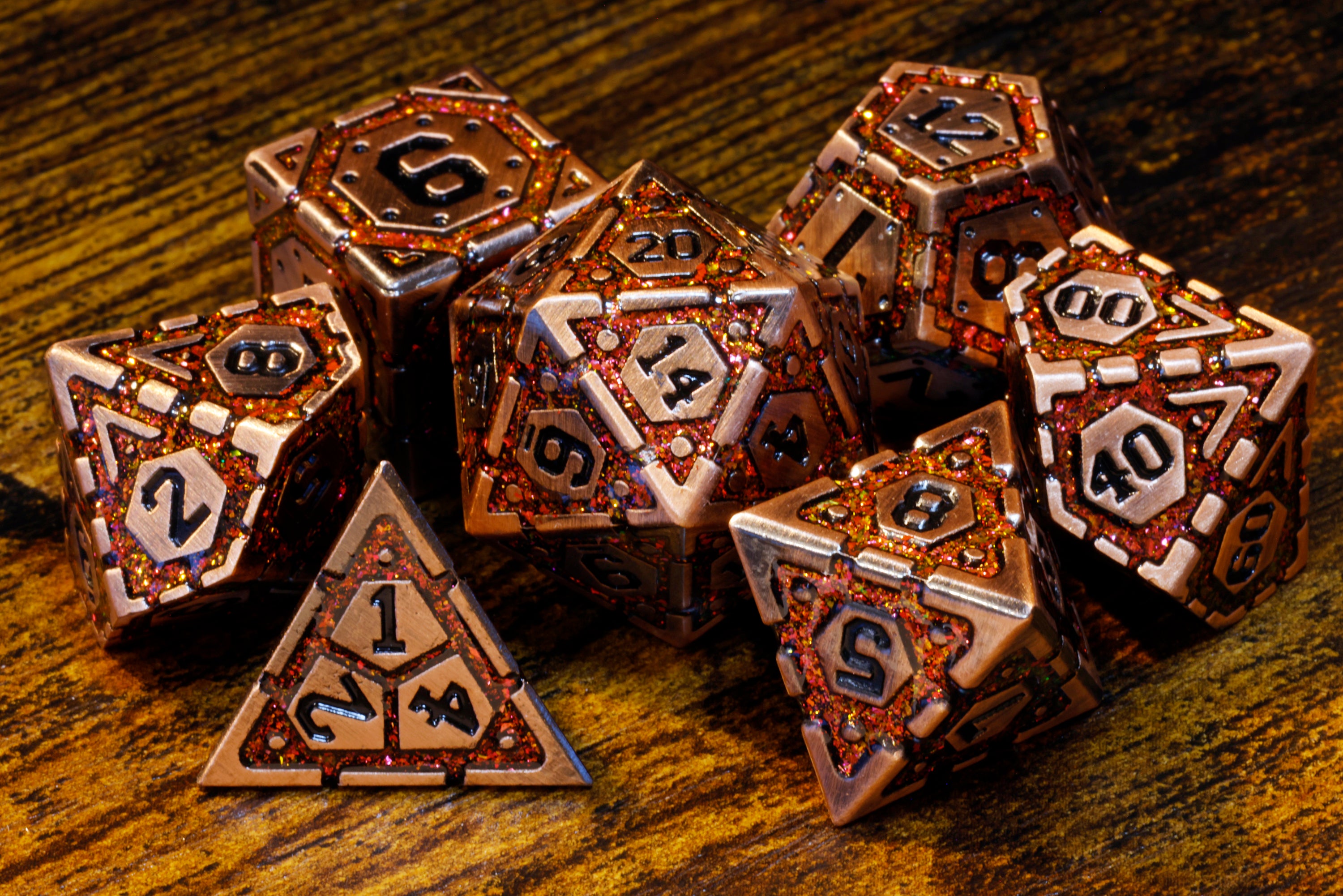 Volcanic Artifact Vault dice set