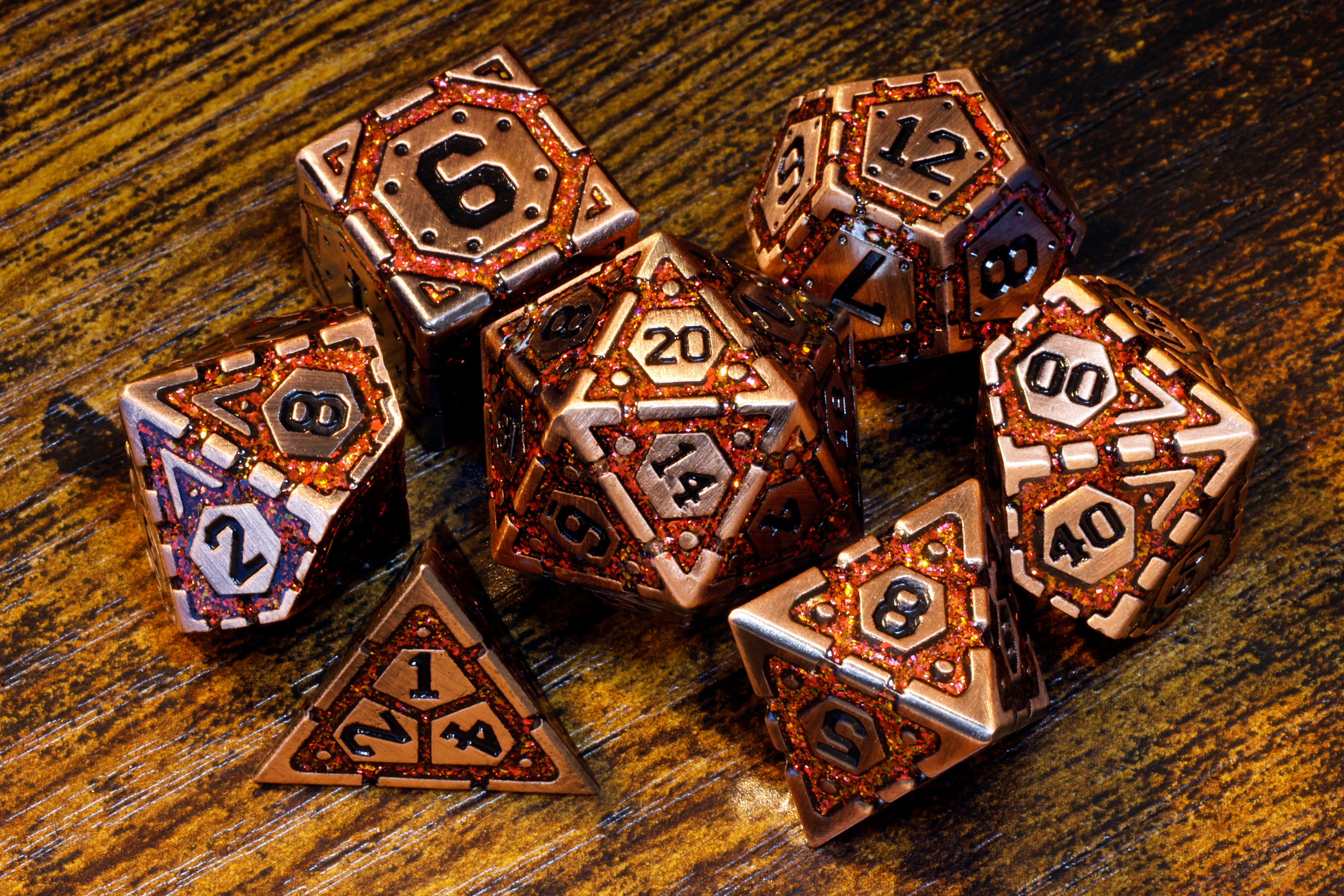 Volcanic Artifact Vault dice set