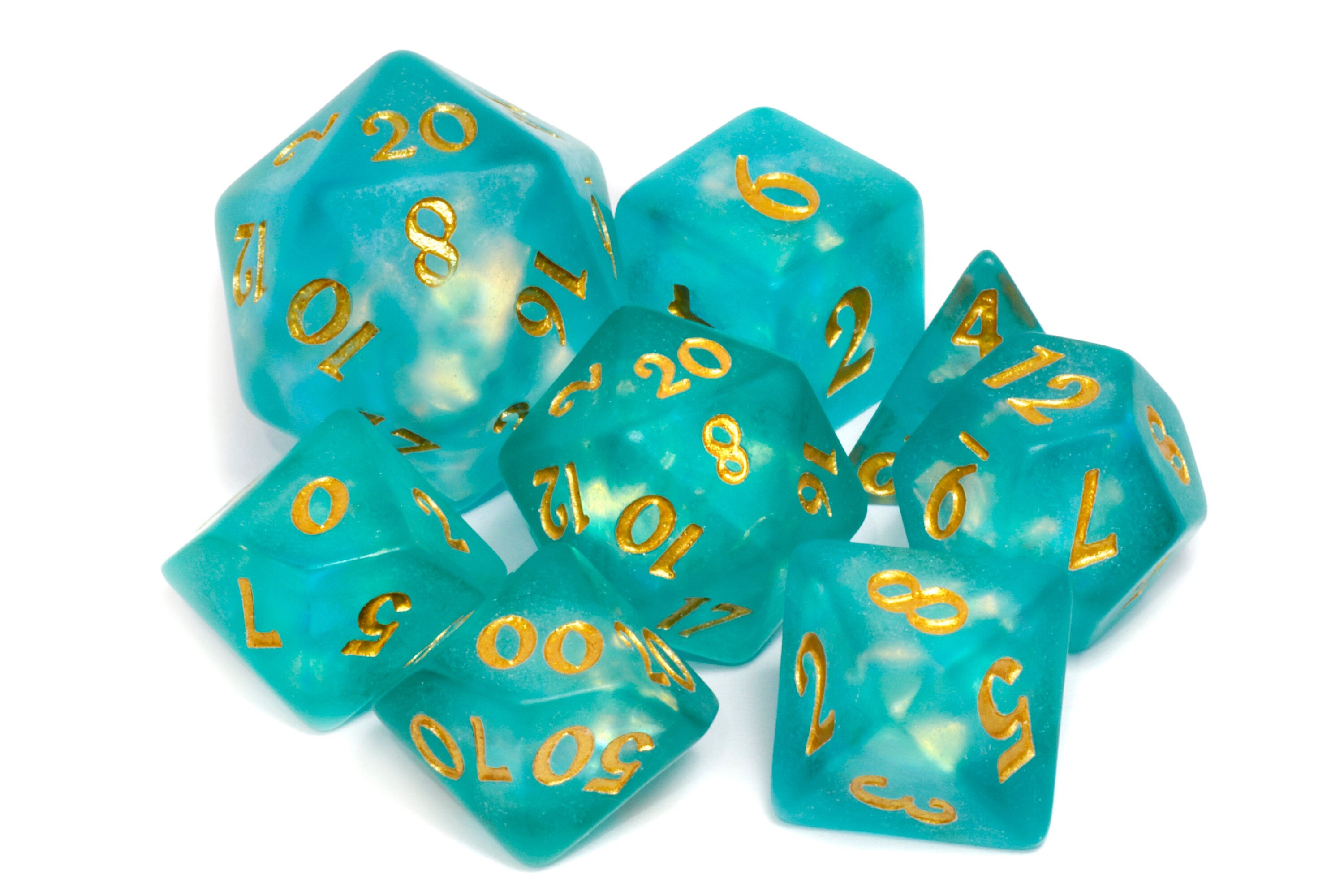 Celestial dice box and dice set Set, Turquoise